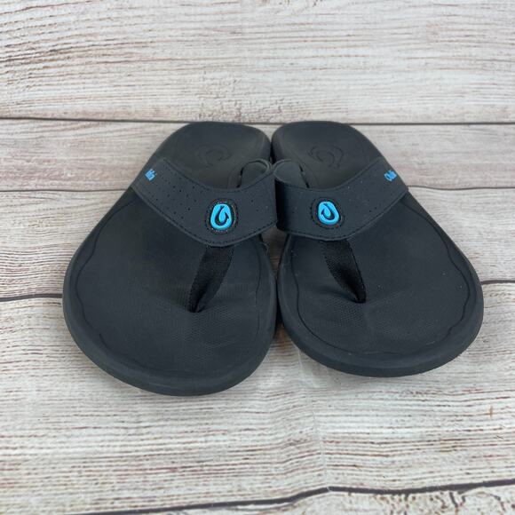 OluKai Ki\'i Mens Sz 11 Beach Flip Flops Sandals Black main image 6